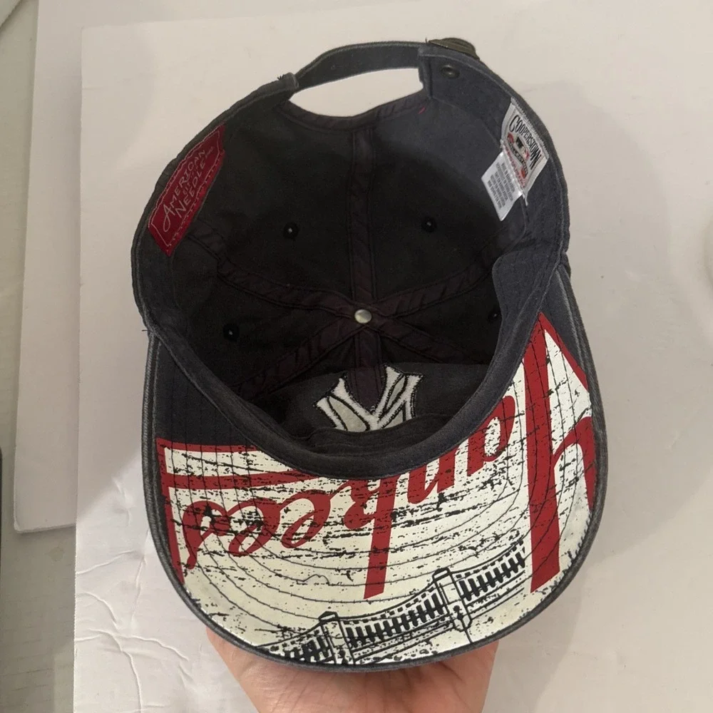 American Needle Coop New York Yankees Navy/Gray Washed-Fade Strapback Hat Cap VG